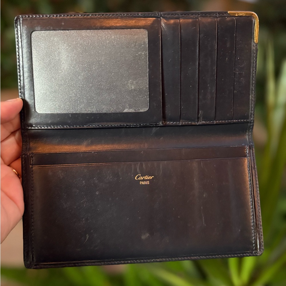 Cartier Black Leather Gold Accent Wallet - Picture 10 of 12